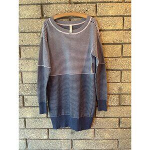 Anthropologie Daily Practice Navy & White Striped Knit Sweater Dress Size S